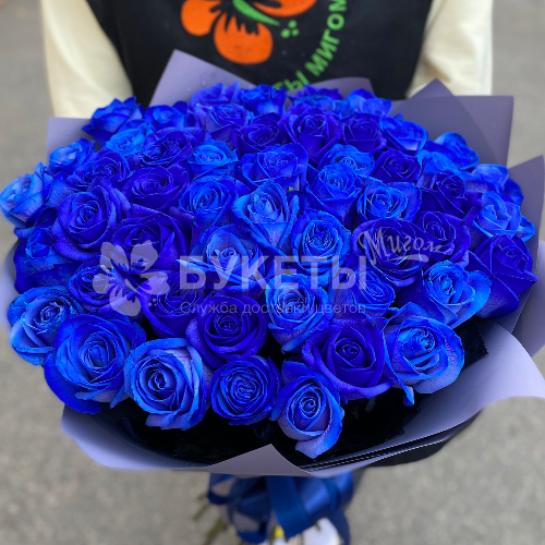Букет 51 синяя роза